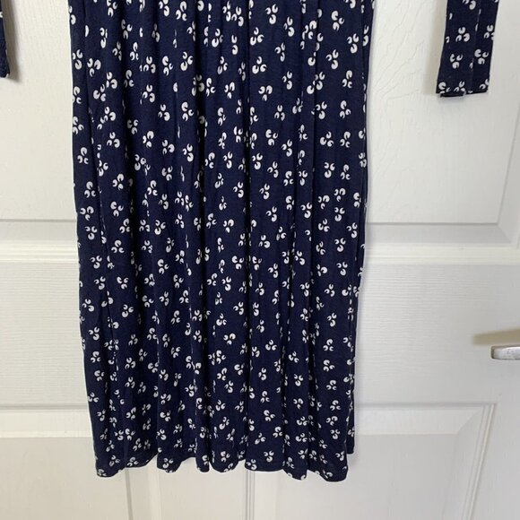 Urban Outfitters Women’s Small Navy Blue White Midi V-neck Dress Pockets Viscose - Picture 4 of 13